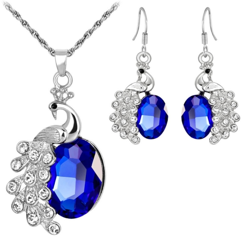 Necklace & Earrings - Royal Peacock Blue